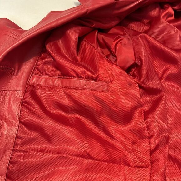 Excelled collection burgundy women’s leather pencil coat size L - Picture 10 of 13